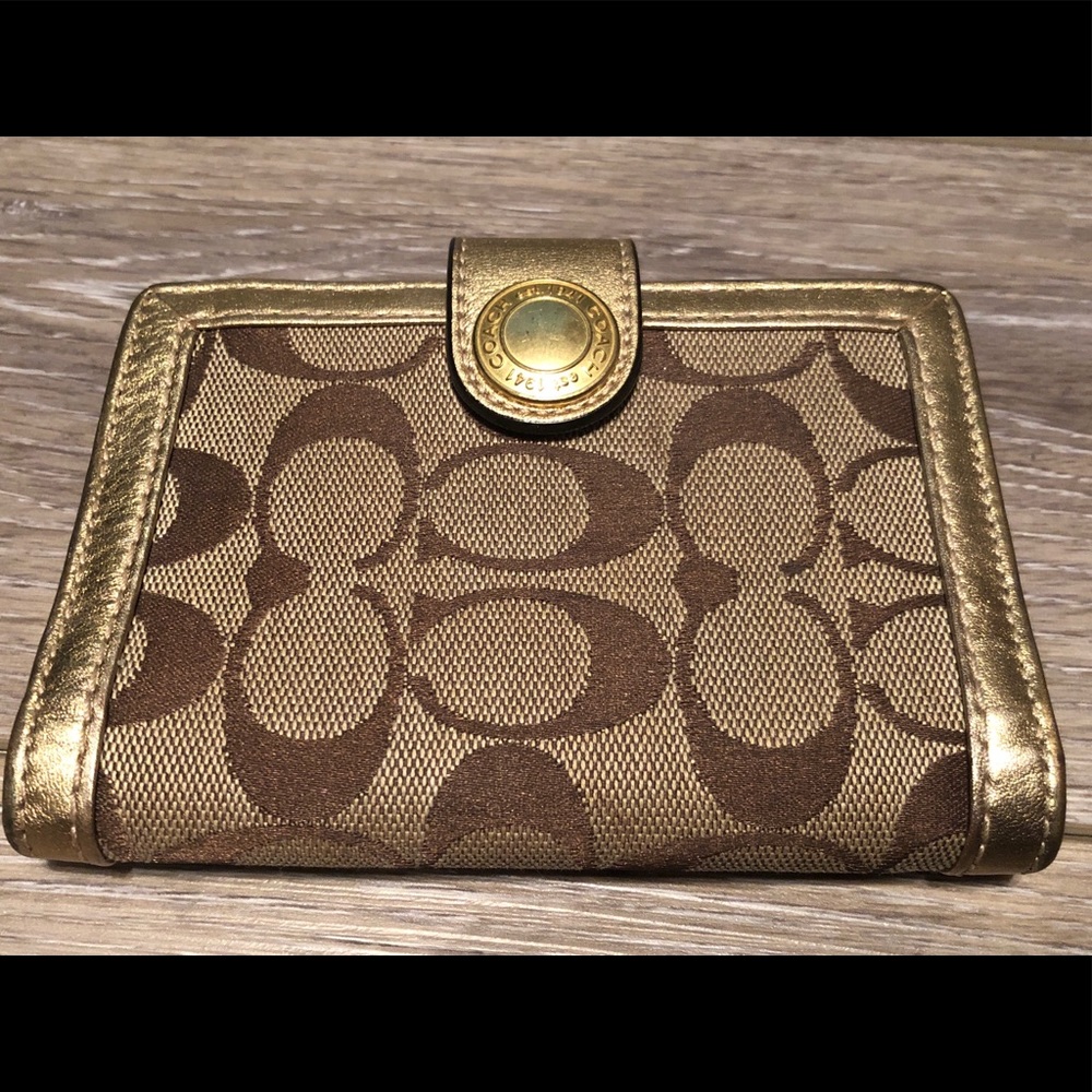 Tan/Gold/Brown Coach Address Book Holder/Wallet